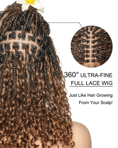 Cleo - Perruque sans colle avec tresses bohèmes ondulées en dentelle suisse HD, 16 pouces, coupe Golden Globe