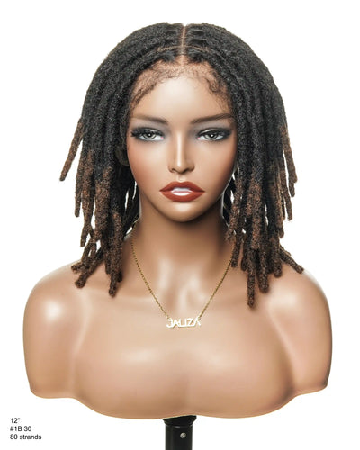 Perruque en dentelle complète Swiss HD pré-blanchie, 100 % cheveux naturels, dreadlocks de 12" qualité salon (une seule tresse mesure 6.5"-8.2")