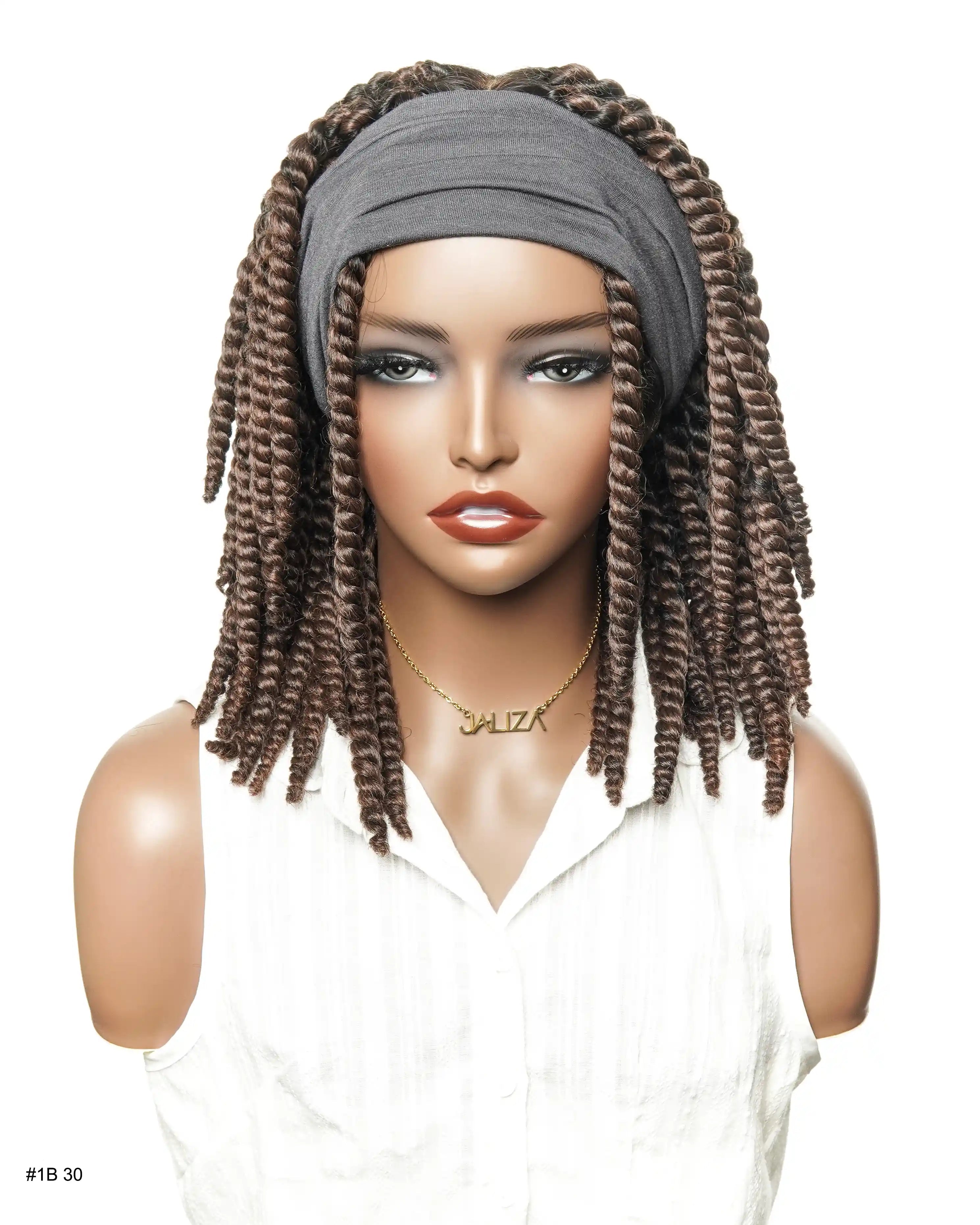 Perruque tressée de 14 pouces, jumbo twist souple pré-décoloré, base en dentelle, HD entièrement en dentelle, cheveux humains