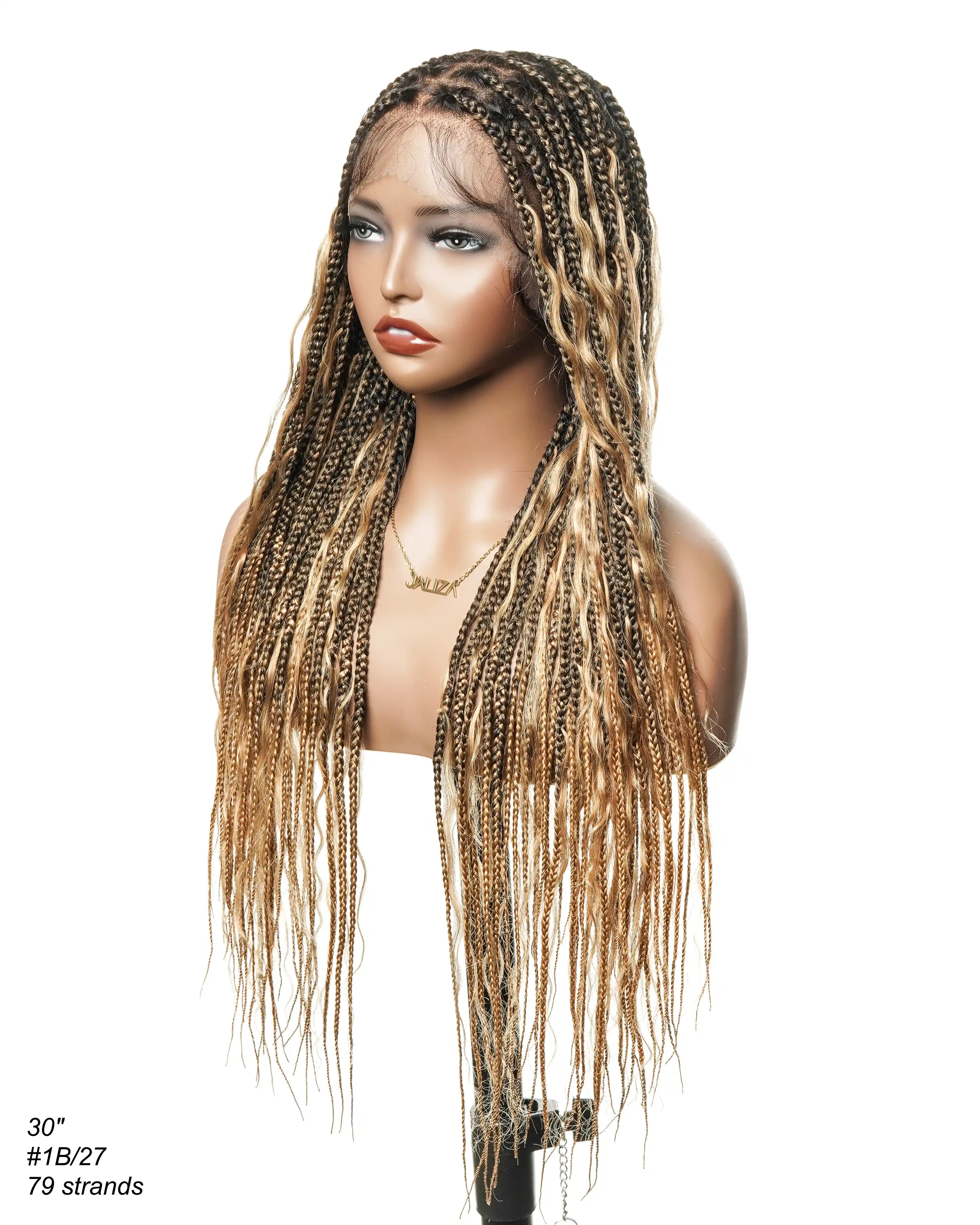 Perruque tressée de 30 pouces en cheveux humains pré-décolorés, légère, boucles bohèmes
