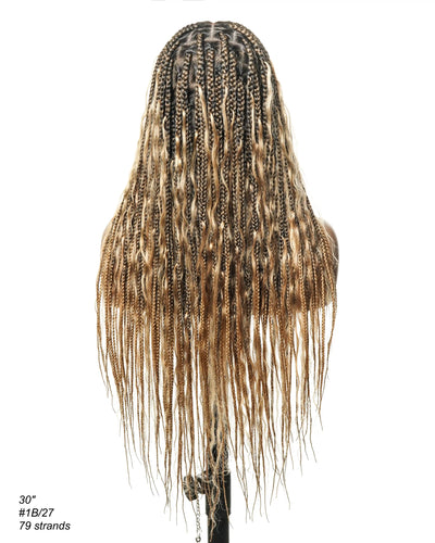 Perruque tressée de 30 pouces en cheveux humains pré-décolorés, légère, boucles bohèmes