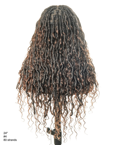 Perruque de Locs Boho sans nœuds en cheveux humains naturels avec boucles Boho et dentelle suisse HD, qualité salon