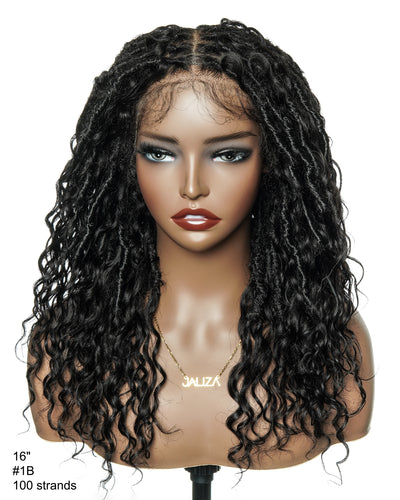 Perruque de Locs Boho sans nœuds en cheveux humains naturels avec boucles Boho et dentelle suisse HD, qualité salon