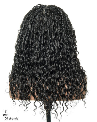 Perruque de Locs Boho sans nœuds en cheveux humains naturels avec boucles Boho et dentelle suisse HD, qualité salon