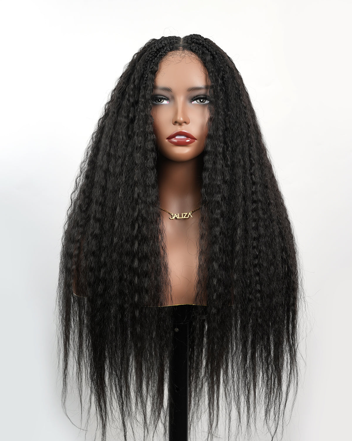 Makeda - Perruque ultra fournie tressée façon Bohème, cheveux naturels vierges lisses crépus de 71 cm