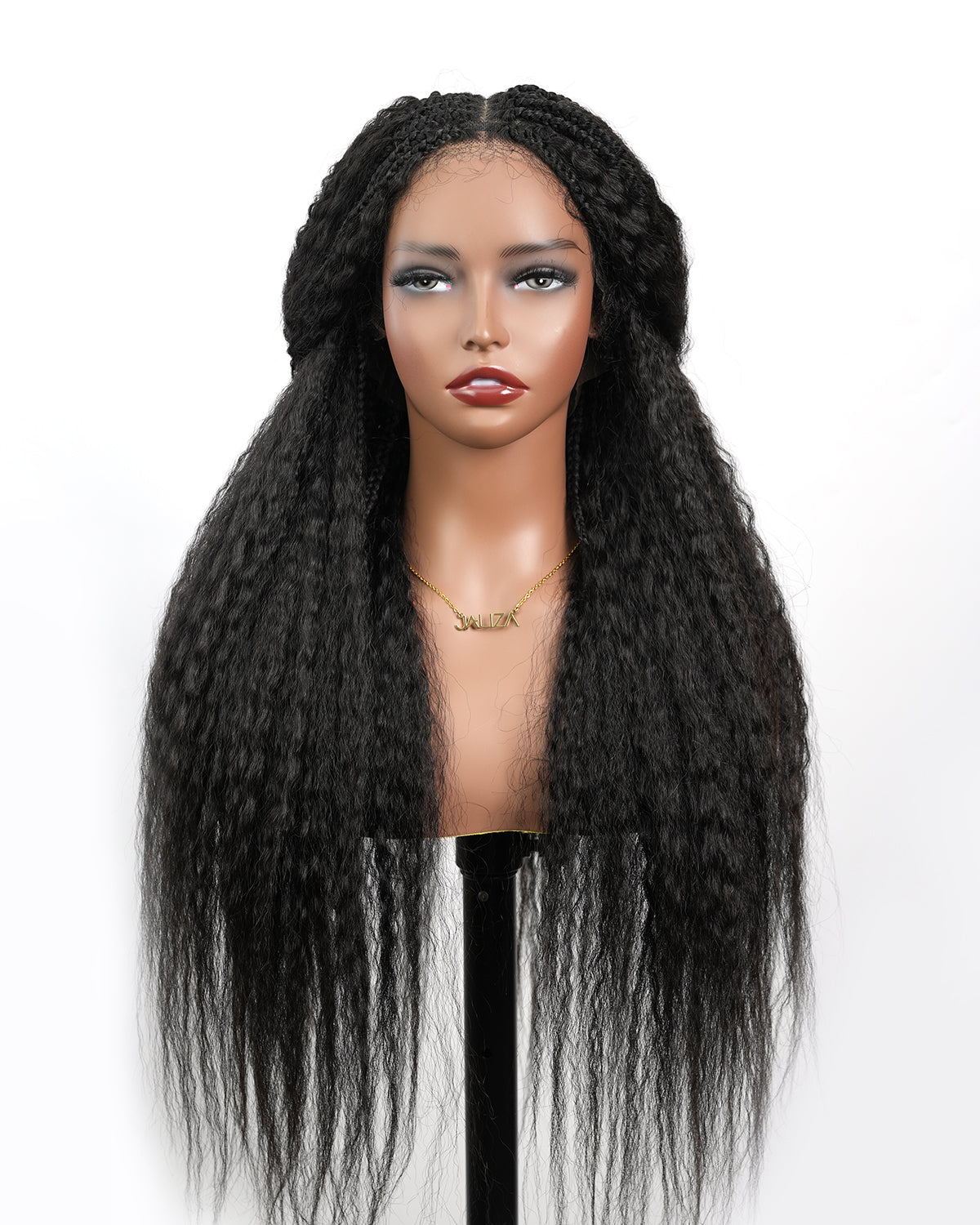 Makeda - Perruque ultra fournie tressée façon Bohème, cheveux naturels vierges lisses crépus de 71 cm