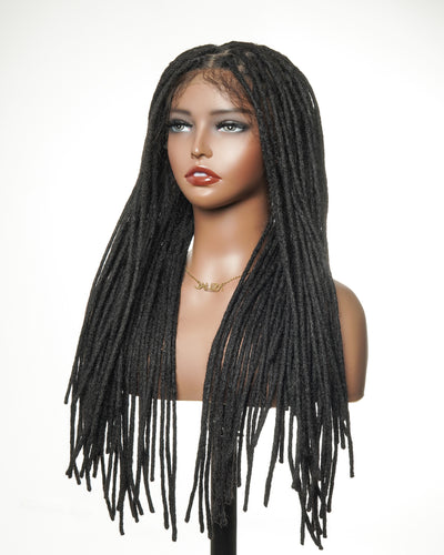 Perruque Lace Front intégrale 100 % cheveux humains dreadlock prélavés HD 100 mèches