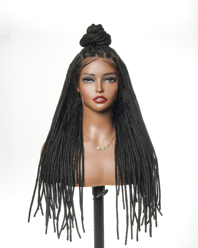 Perruque Lace Front intégrale 100 % cheveux humains dreadlock prélavés HD 100 mèches