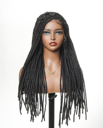 Perruque Lace Front intégrale 100 % cheveux humains dreadlock prélavés HD 100 mèches