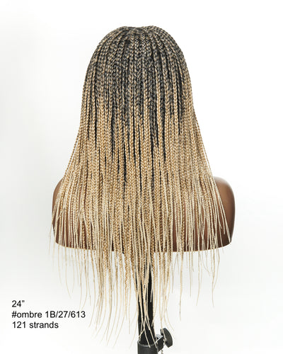 Kora - Pre Bleached Human Hair Lace Lightweight Knotless Swiss HD Lace Box Braided Wig 100 Strands