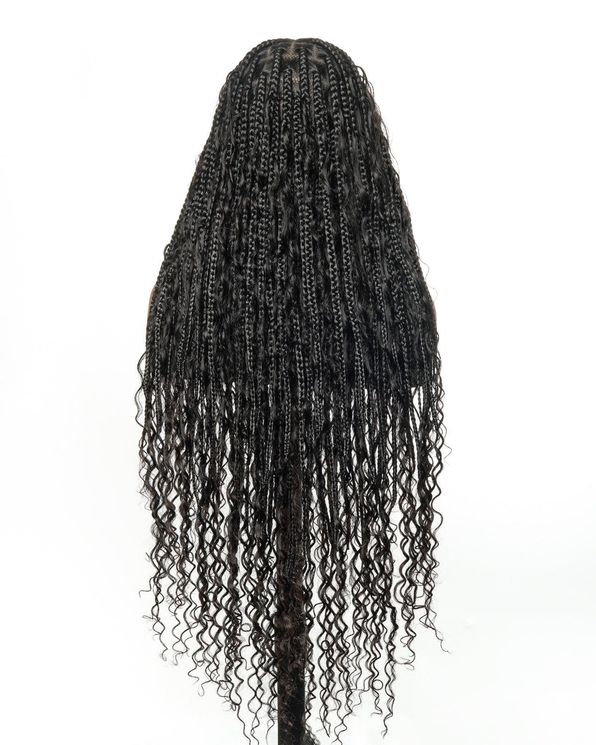 Perruque tressée boîte bohème sans nœuds, 100 % cheveux humains, boucles bohèmes, avec dentelle transparente intégrale et nouée à la main