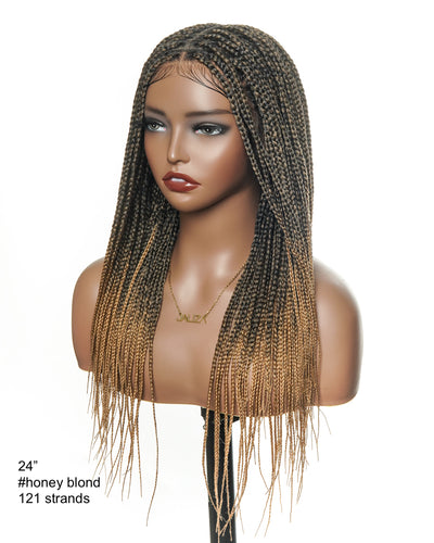 Kora - Pre Bleached Human Hair Lace Lightweight Knotless Swiss HD Lace Box Braided Wig 100 Strands
