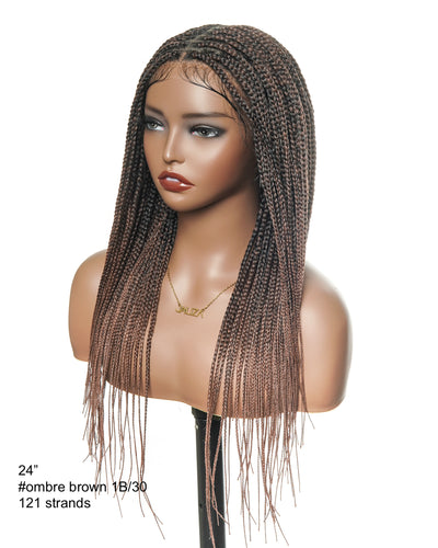 Kora - Pre Bleached Human Hair Lace Lightweight Knotless Swiss HD Lace Box Braided Wig 100 Strands