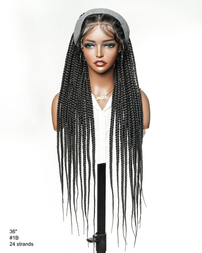 Knotless Jumbo Box / Large Box HD Lace Full Hand-tied Braided Wig 36 Inches 24 Strands