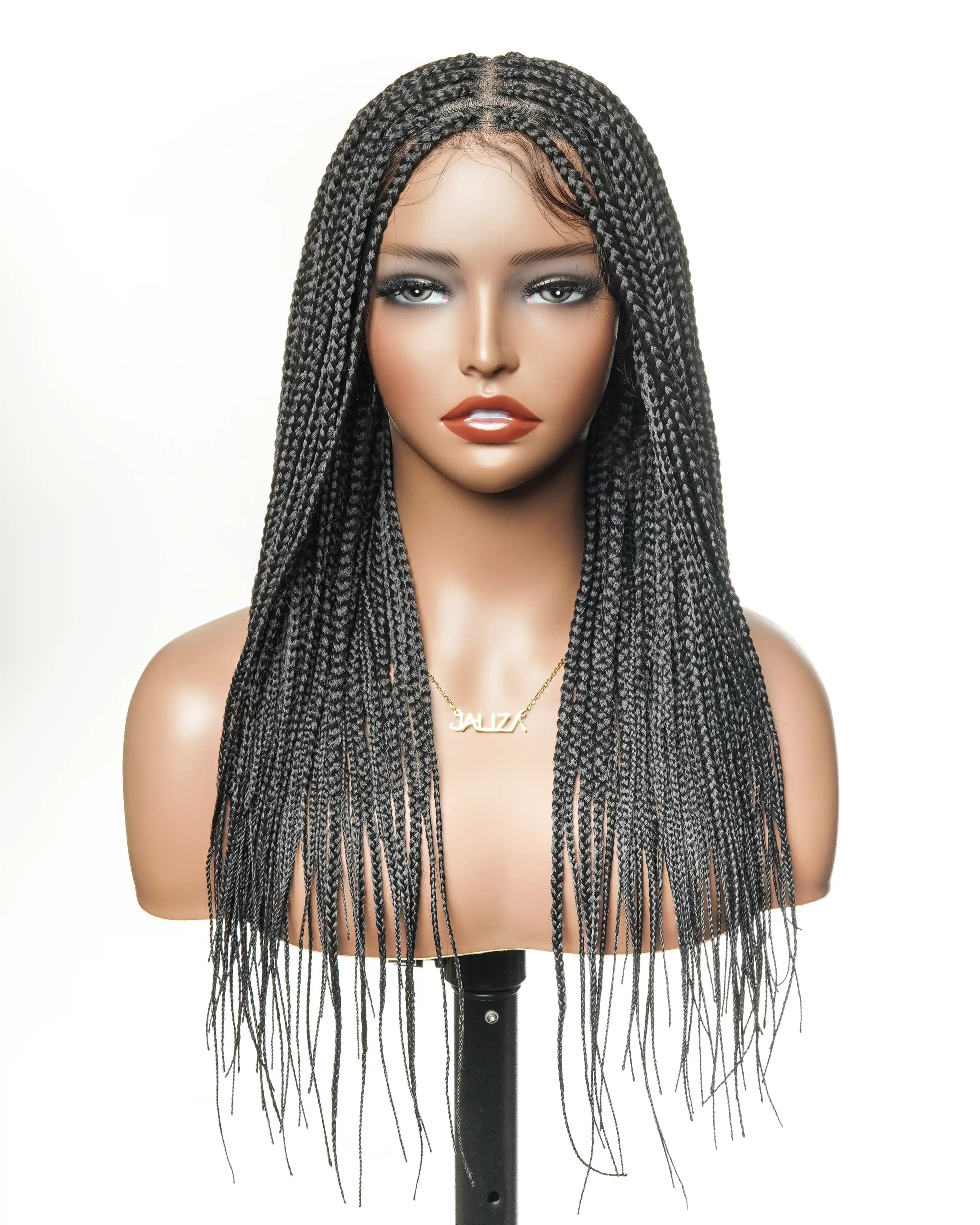 Perruque tressée sans colle 24 pouces HD Full Elastic Lace avec racines plates et tresses boîte