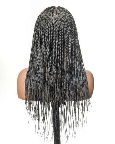 Perruque tressée sans colle 24 pouces HD Full Elastic Lace avec racines plates et tresses boîte