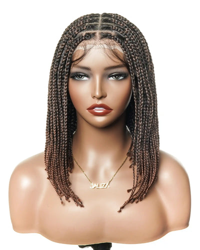 Perruque tressée de type "Bob" 12" sans nœuds, entièrement en dentelle HD