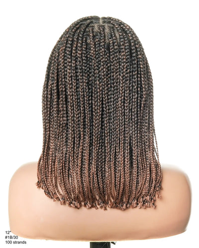 Perruque tressée de type "Bob" 12" sans nœuds, entièrement en dentelle HD