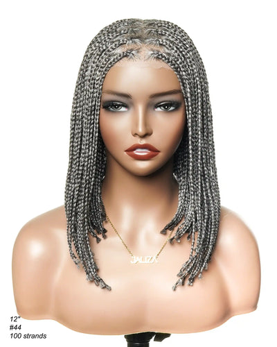 Perruque tressée de type "Bob" 12" sans nœuds, entièrement en dentelle HD