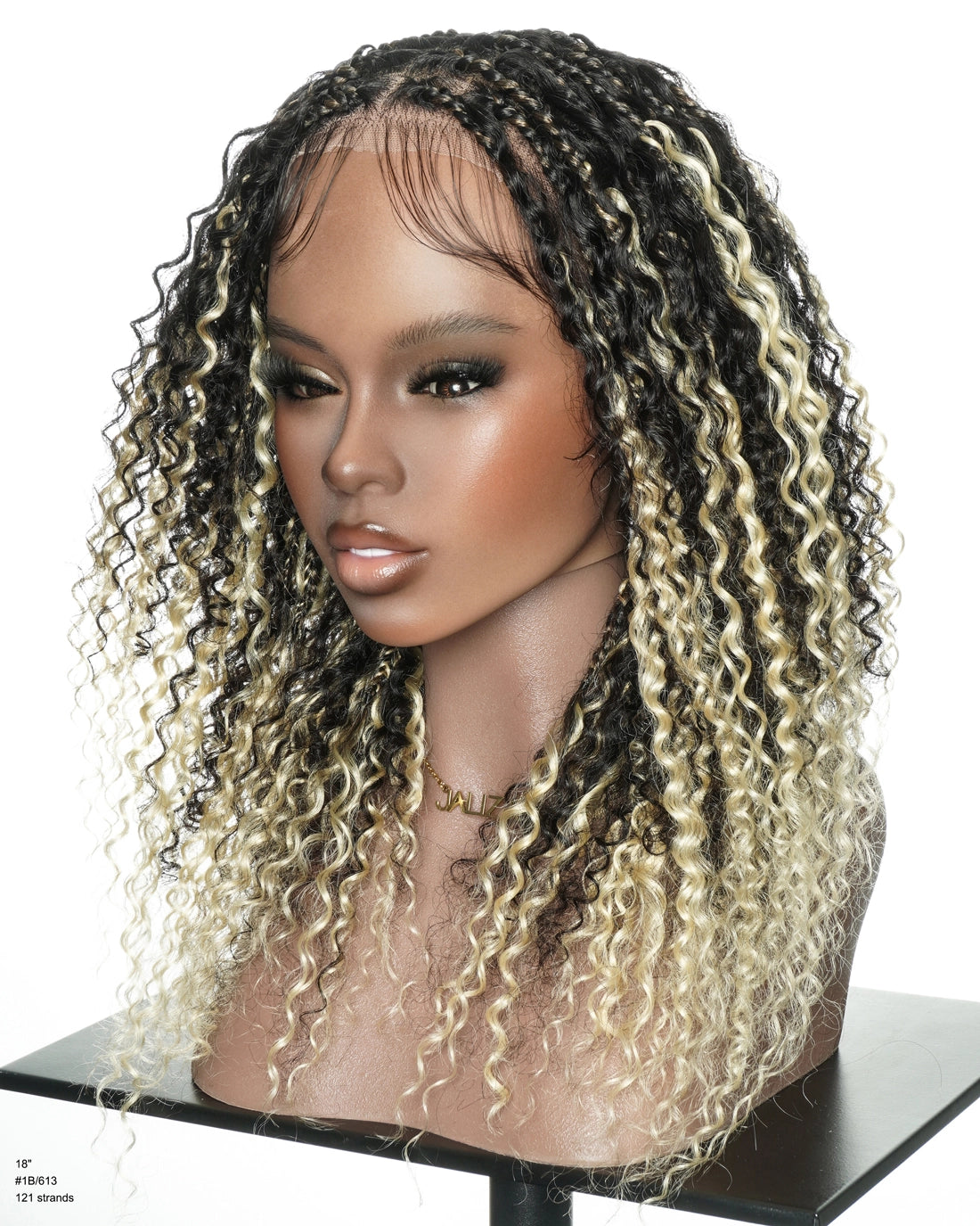 Perruque tressée Diane's 36" avec dentelle, cheveux humains pré-décolorés, style bohème ombré (très volumineuse)