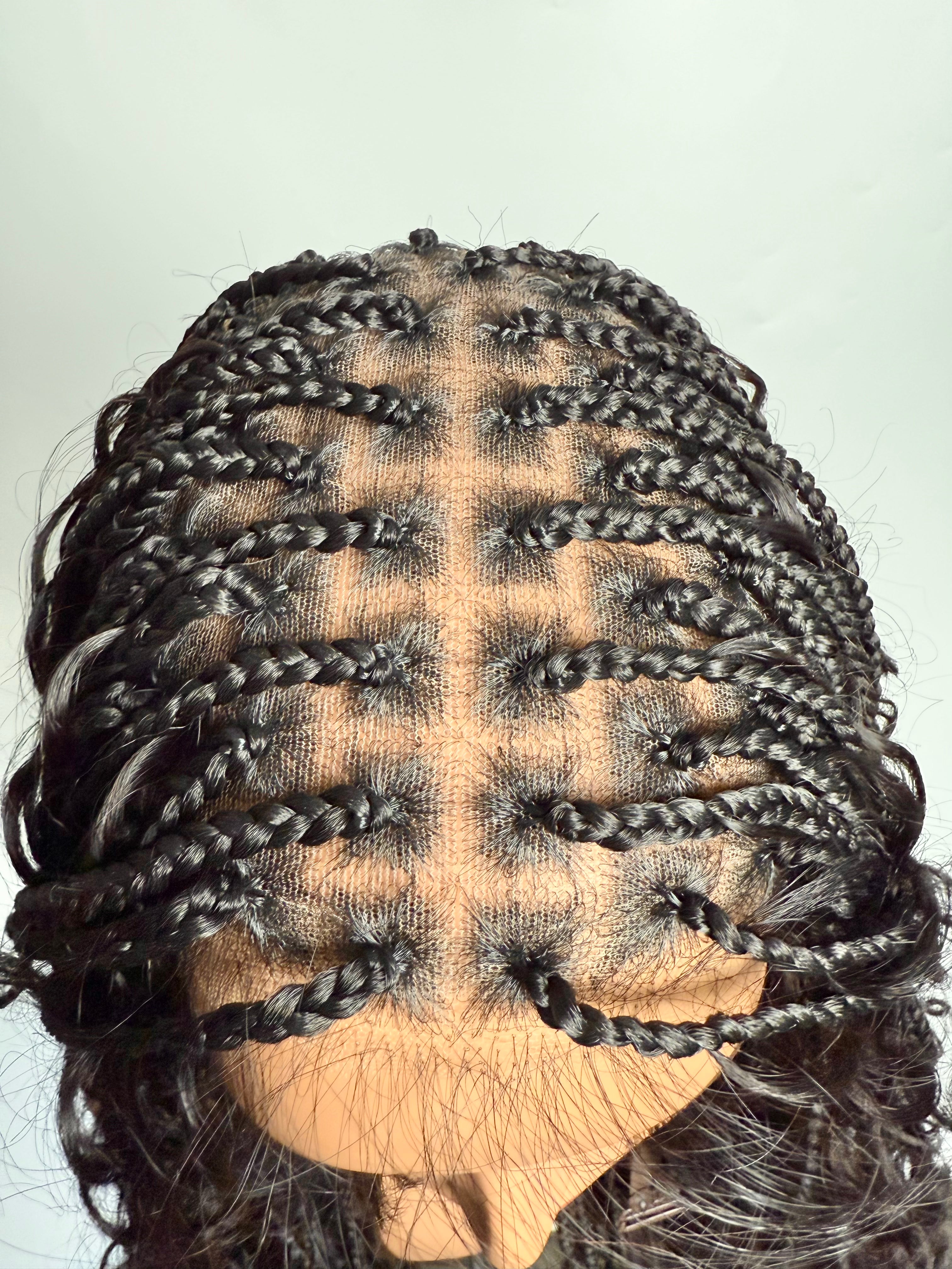 Coco - Perruque tressée en cheveux humains sans colle, pré-coupée HD, dentelle élastique complète, raie libre, prête à l'emploi (dentelle non nouée à la main)