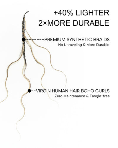 Tresses de style bohème au crochet Ghost Loop™ de 18 pouces avec boucles de cheveux humains