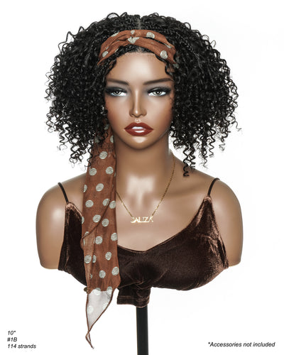 Perruque tressée de style Boho avec tresses carrées, sans colle, 8 pouces, prédécoupée, dentelle HD entièrement élastique, prête à l'emploi, avec boucles Boho afro et boucles Boho en cheveux naturels.