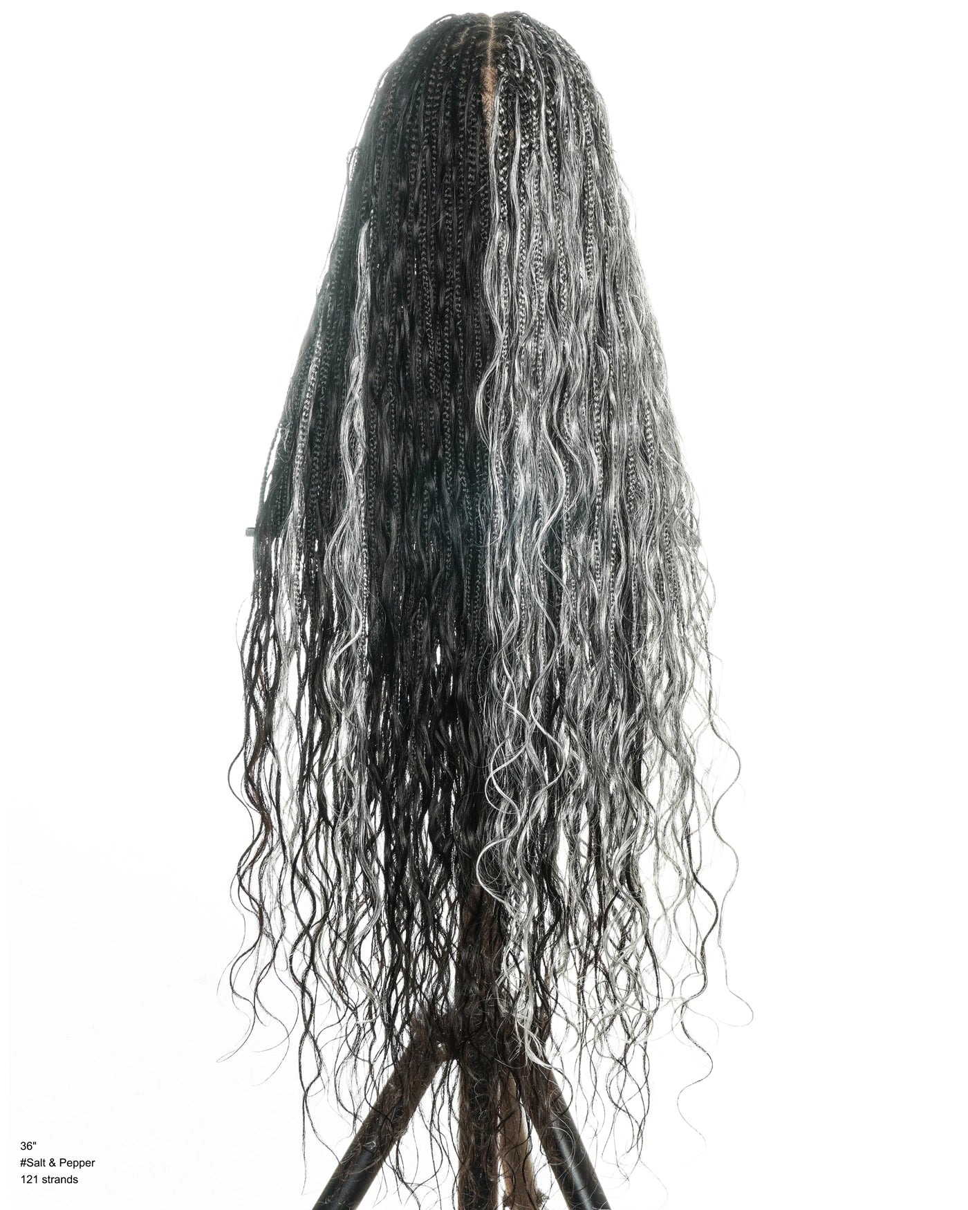 Gloria Design - 36" Half Salt & Half Pepper In & Out Full Lace Boho Braided Wig