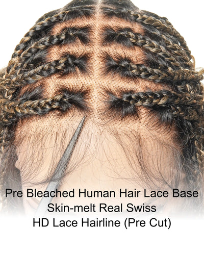 Perruque tressée de 30 pouces en cheveux humains pré-décolorés, légère, boucles bohèmes