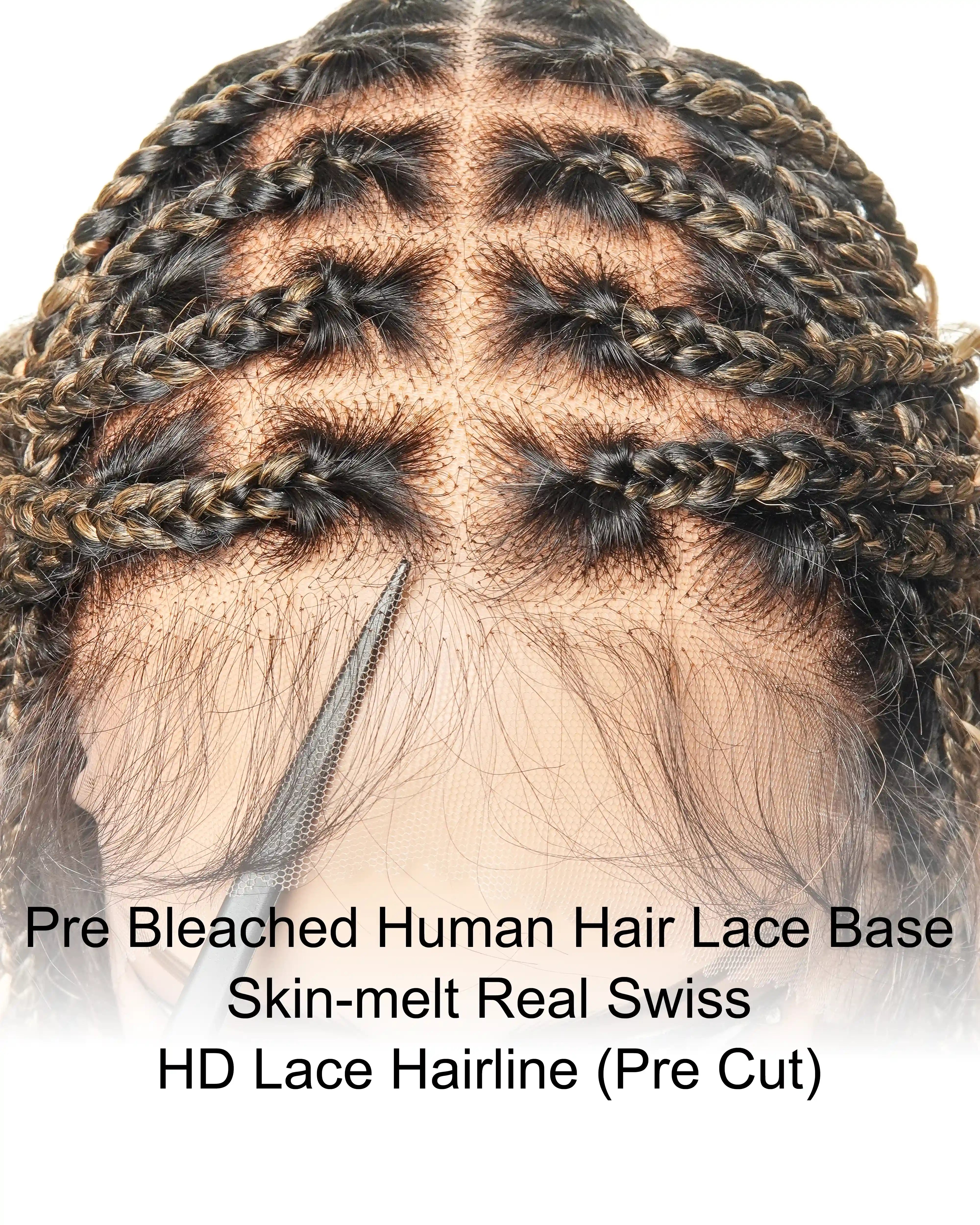 Perruque tressée de 30 pouces en cheveux humains pré-décolorés, légère, boucles bohèmes