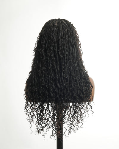 Coco - Perruque tressée en cheveux humains sans colle, pré-coupée HD, dentelle élastique complète, raie libre, prête à l'emploi (dentelle non nouée à la main)
