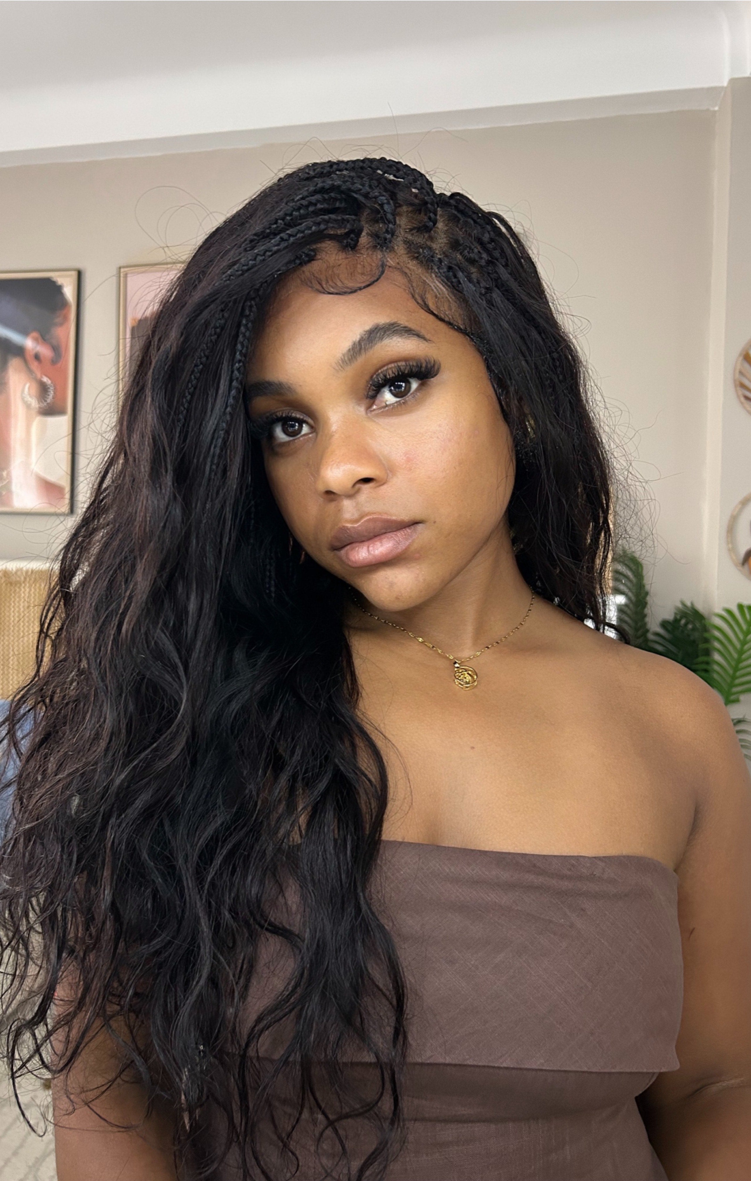 Michelle - Perruque Bora Bora Body Wave tressée de tresses Boho, entièrement lacée, cheveux humains vierges 100 % pré-décolorés