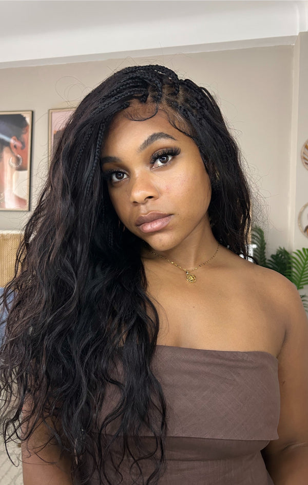 Michelle - 100% Virgin Human Hair HD Pre Bleached Full Lace Bora Bora Body Wave Boho Box Braided Wig