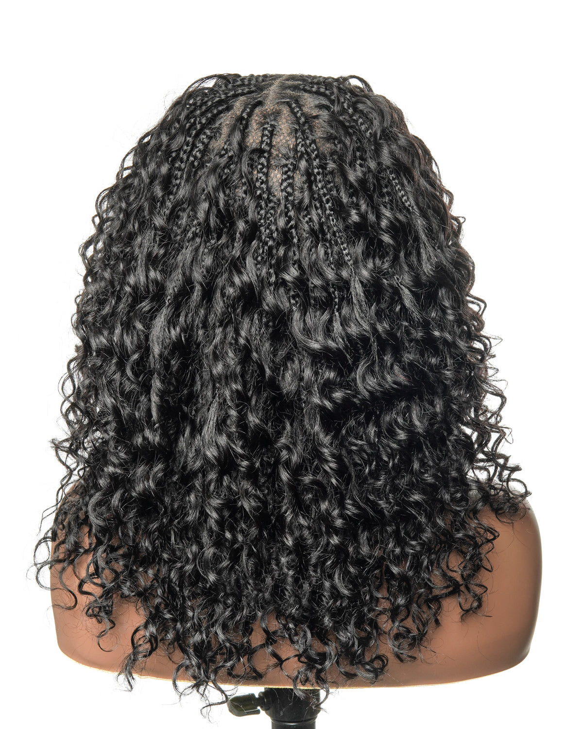 Kiki - Perruque tressée boîte bohème sans nœuds, sans colle, entièrement en dentelle, 100 % cheveux humains, 40 cm, avec bonnet à cordon de serrage