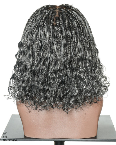 Perruque tressée Kiki Bob 12 pouces pré-décolorée, style bohème, couleur sel et poivre