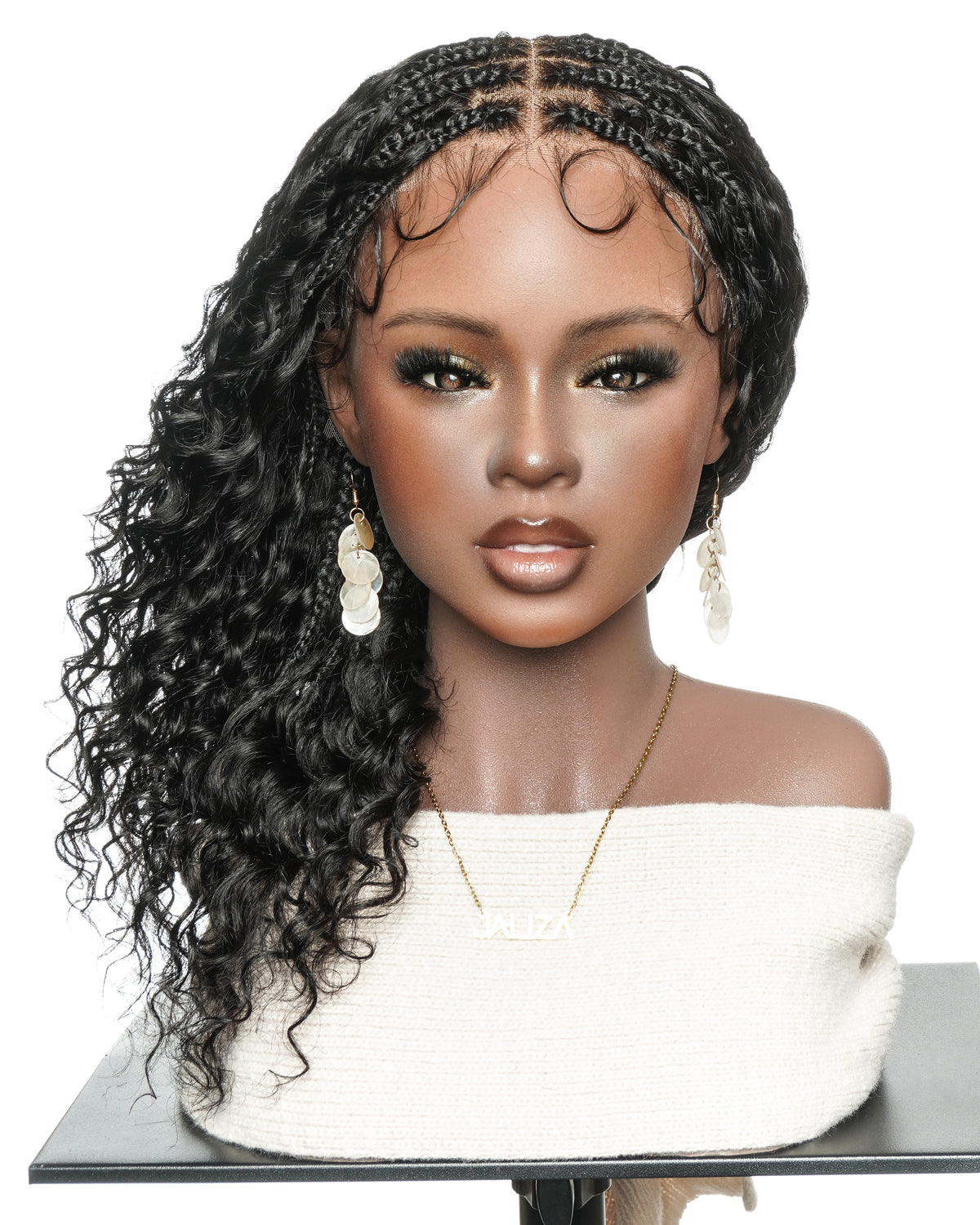 Vivi 16" - JALIZA Slip-On™ Glueless Swiss HD Full Lace Lightweight Version Human Hair Boho Box Braided Wig With C Cap Design And Stretchable Lace