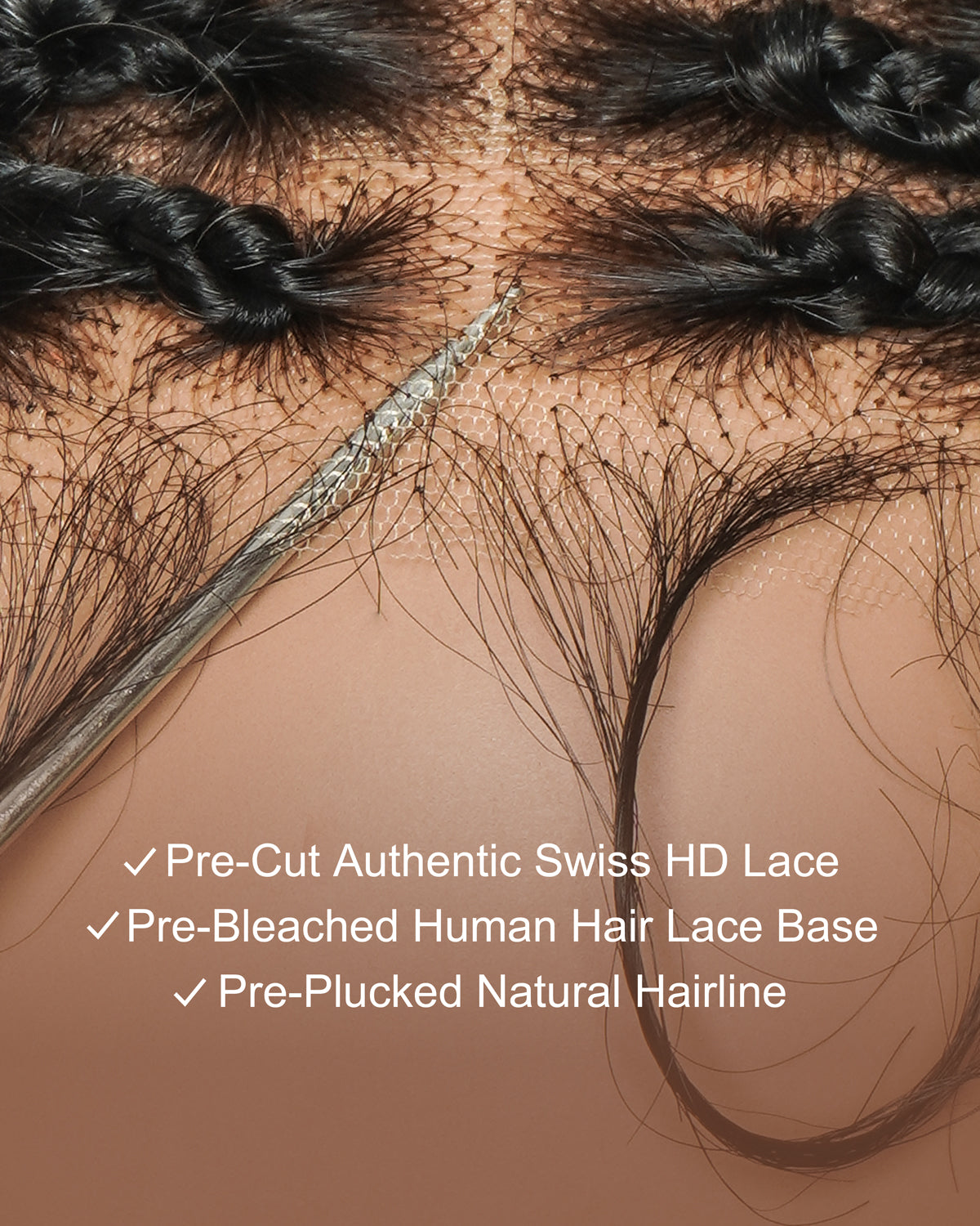 Lulu - Perruque bouclée tressée bohème sans colle, compatible petites têtes (Bonnet petit pour têtes menues)