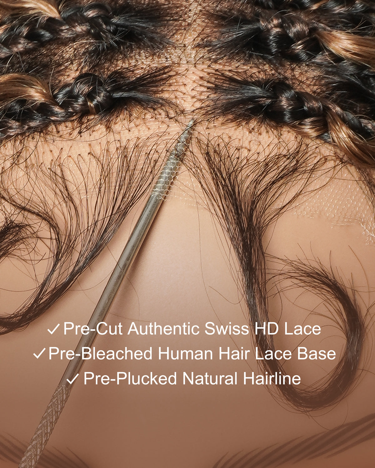 Lulu - Perruque bouclée tressée bohème sans colle, compatible petites têtes (Bonnet petit pour têtes menues)