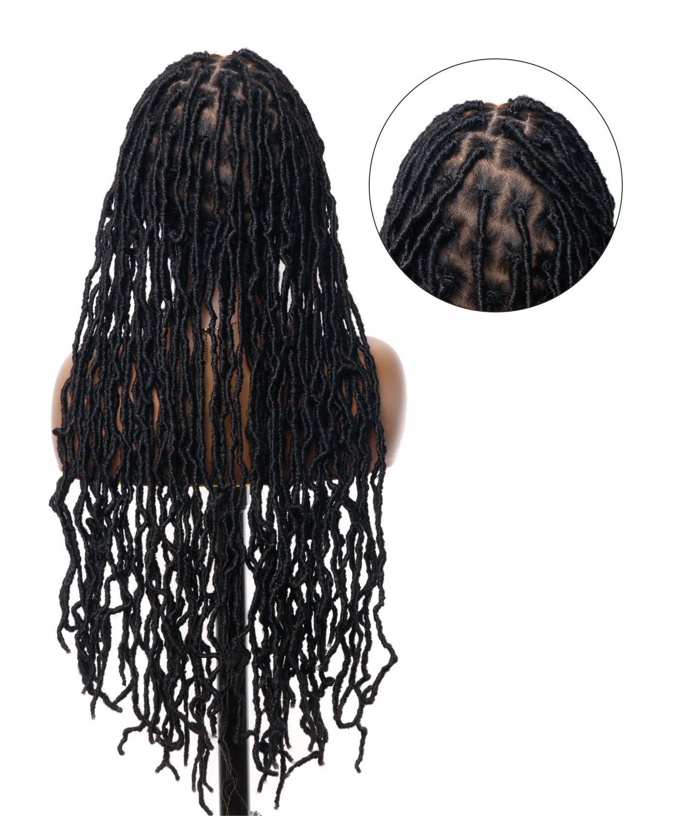 Perruque tressée avec locs en dentelle de cheveux humains pré-décolorés 30" 65 mèches - Cheveux de bébé humains