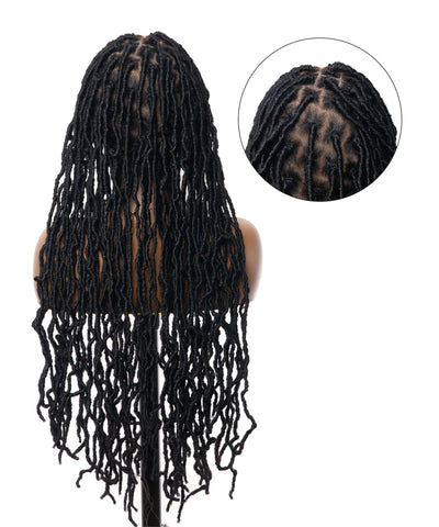 Perruque tressée avec locs en dentelle de cheveux humains pré-décolorés 30" 65 mèches - Cheveux de bébé humains