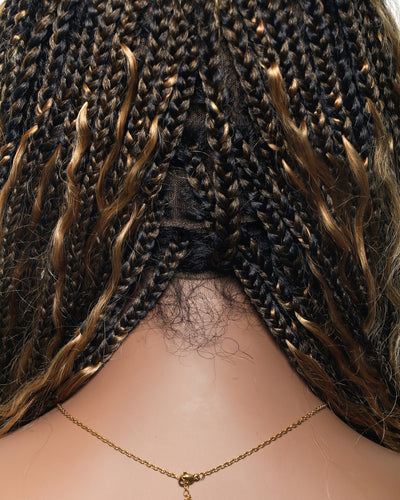 Perruque tressée de 36" avec boucles bohèmes en cheveux naturels et dentelle suisse HD, entièrement nouée à la main - Cheveux de bébé naturels