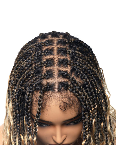 Perruque tressée de 36" avec boucles bohèmes en cheveux naturels et dentelle suisse HD, entièrement nouée à la main - Cheveux de bébé naturels