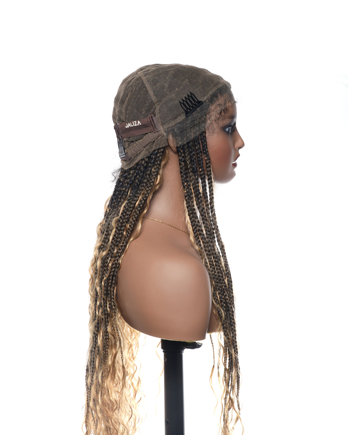 Kiki - Perruque tressée de type "Boho Box Braids" en dentelle suisse HD, pré-décolorée, 36 pouces