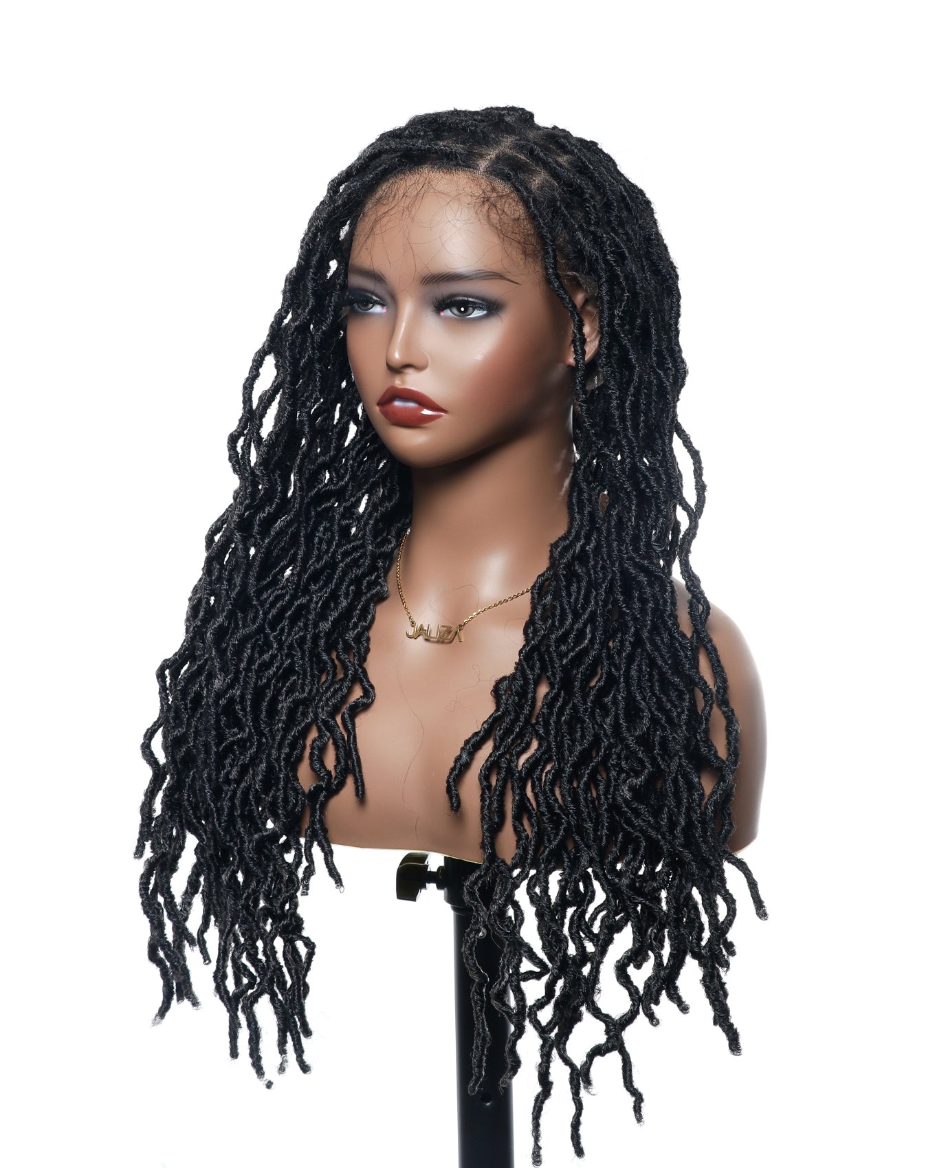 Perruque tressée de qualité professionnelle, sans nœuds, à locs, avec dentelle complète HD, 24", 80 brins