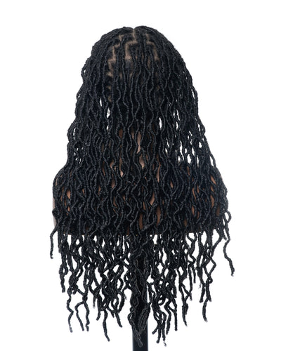 Perruque tressée de qualité professionnelle, sans nœuds, à locs, avec dentelle complète HD, 24", 80 brins