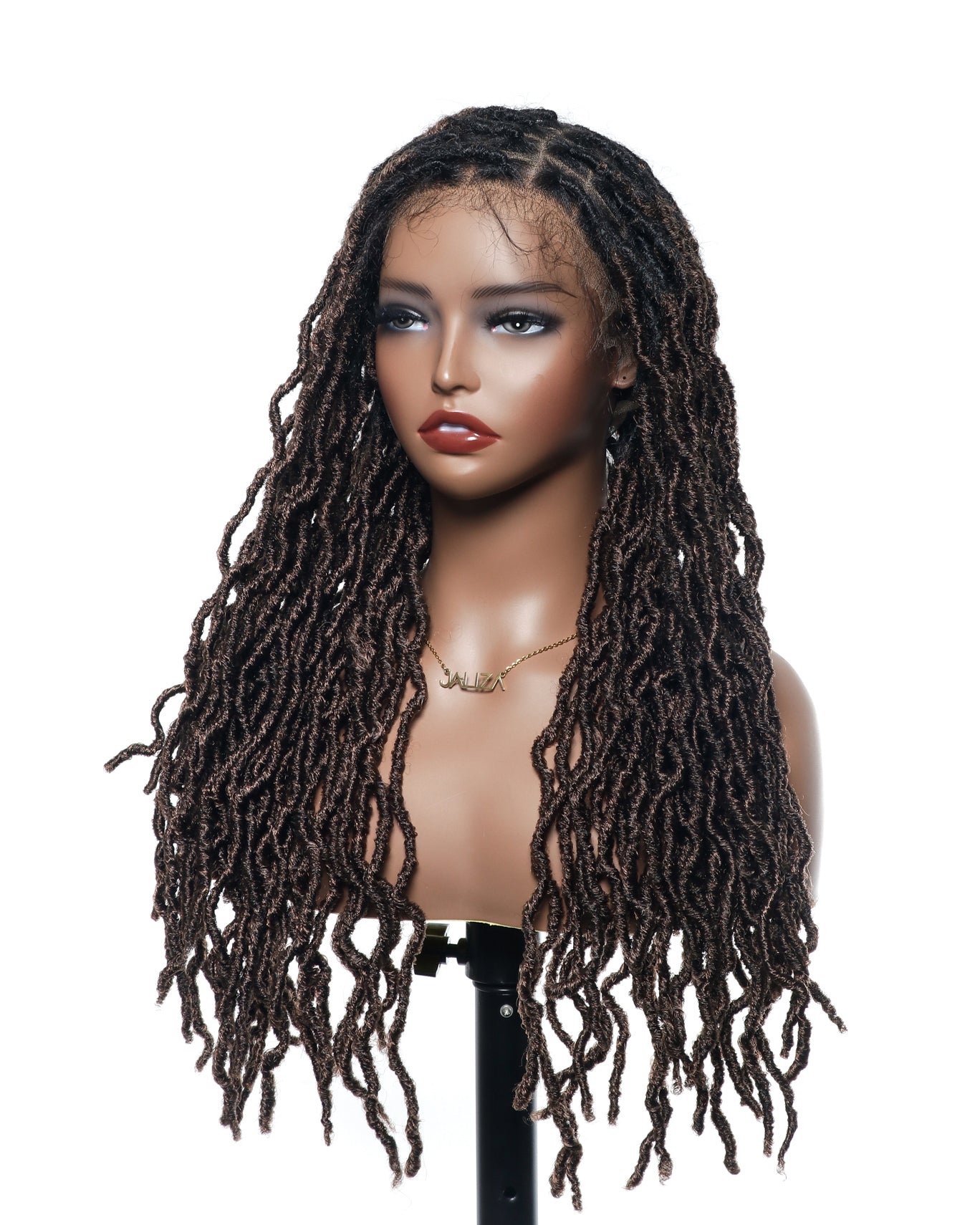 Perruque tressée de qualité professionnelle, sans nœuds, à locs, avec dentelle complète HD, 24", 80 brins