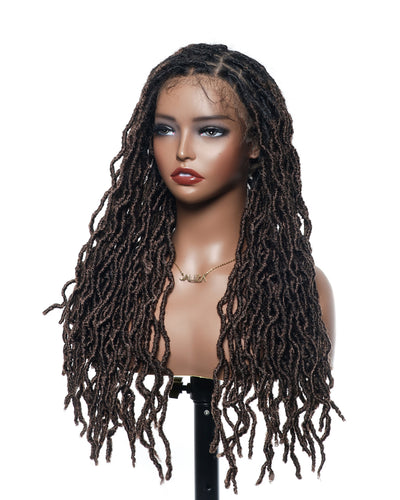 Perruque tressée de qualité professionnelle, sans nœuds, à locs, avec dentelle complète HD, 24", 80 brins