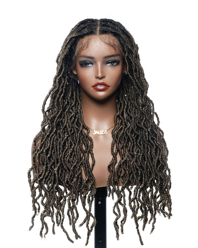 Perruque tressée de qualité professionnelle, sans nœuds, à locs, avec dentelle complète HD, 24", 80 brins