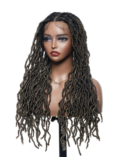 Perruque tressée de qualité professionnelle, sans nœuds, à locs, avec dentelle complète HD, 24", 80 brins