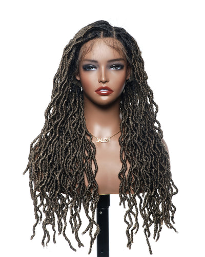 Perruque tressée de qualité professionnelle, sans nœuds, à locs, avec dentelle complète HD, 24", 80 brins